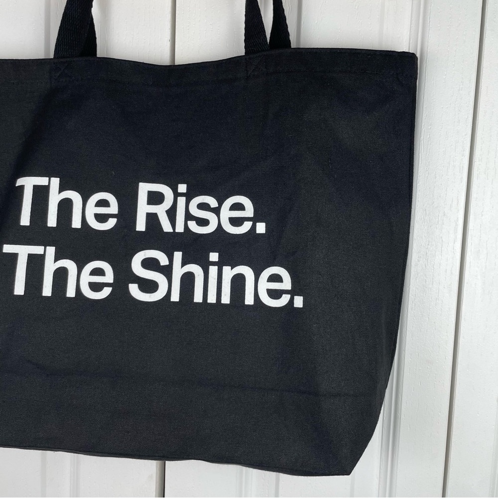 Vuori The Rise The Shine Canvas Tote Bag Black & White 100% Cotton Market Eco - Picture 7 of 14